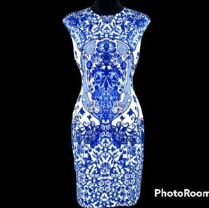 Boston proper blue dress with desings size 10
